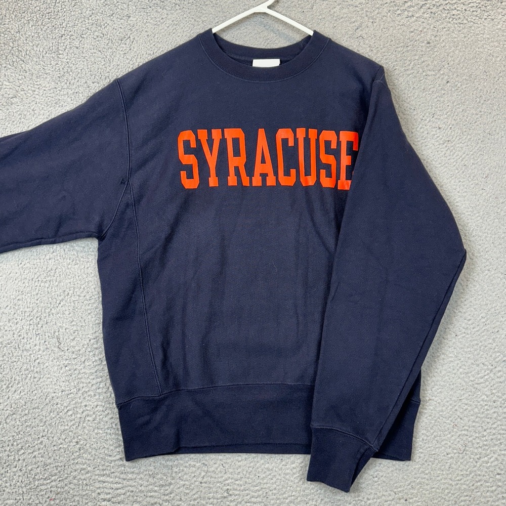 Syracuse Sweatshirt Mens Medium Navy NCAA Champion Reverse Weave EUC